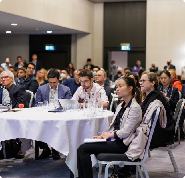 SMS Members sitting while listening to the speaker during a conference