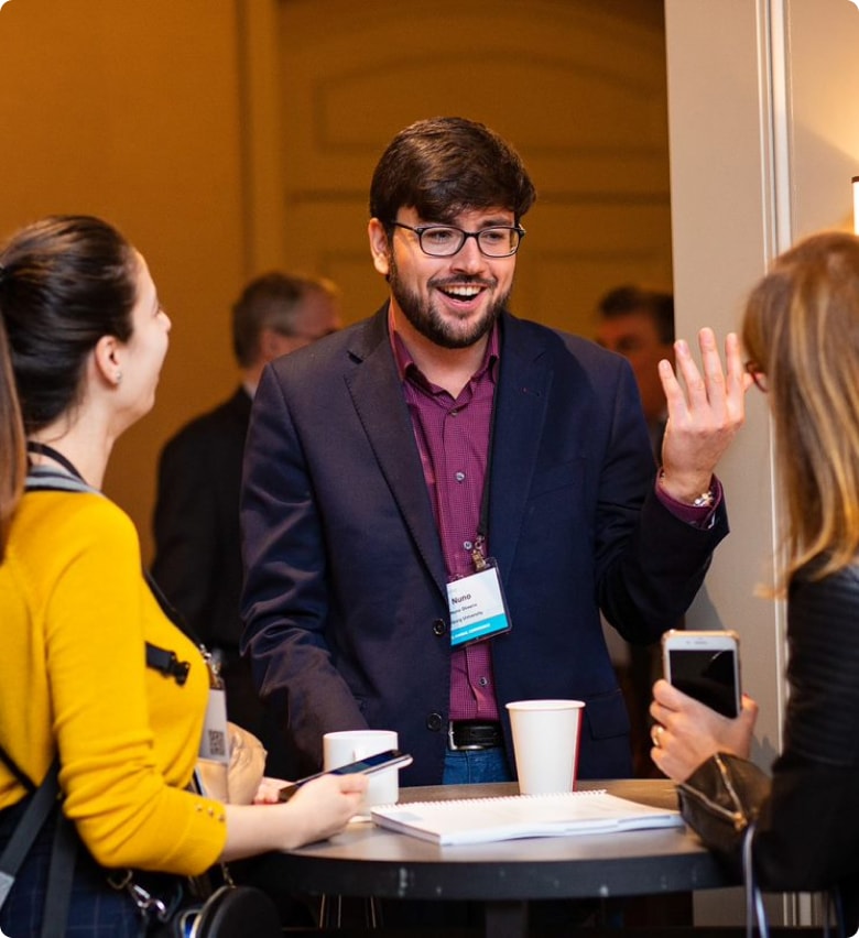 Group chatting at an event